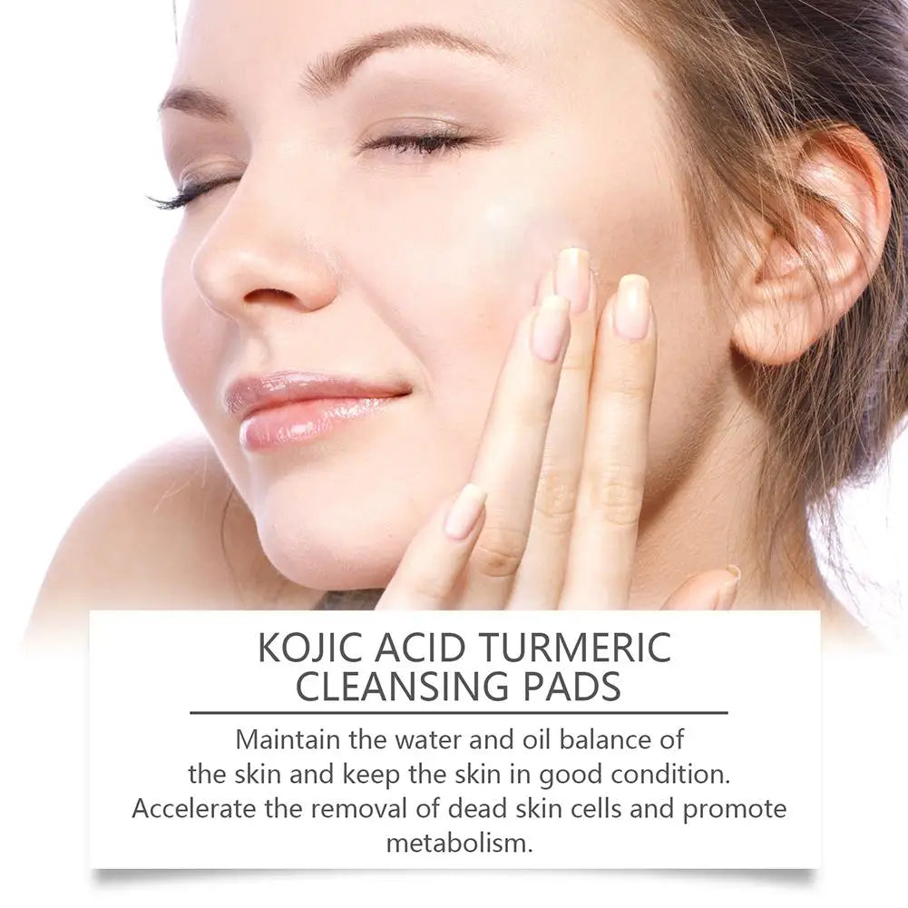 Turmeric Kojic Acid Facial Exfoliating Cleansing Pads Lemon deeply Cleansing skin brightening Whitening Cotton pad skin care